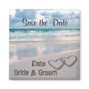Bride & Groom Names Written in the Sand magnets