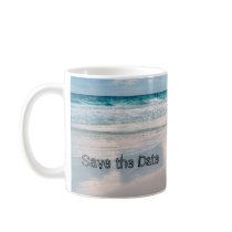 Bride & Groom Names Written in the Sand Coffee Mugs