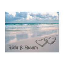 Bride & Groom Names Written in the Sand Postcards