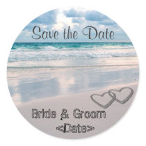 Bride & Groom Names Written in the Sand Stickers