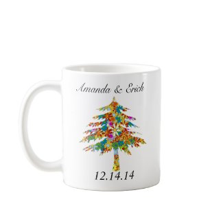 Bride & Groom Pine Flower Tree Wedding Mug mug