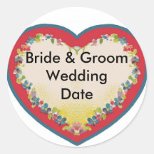 Bride & Groom Round Stickers