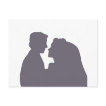 bride & groom silhouette postcards