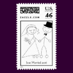 Bride & Groom Stick Figure Postage