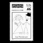 Bride & Groom Stick Figure Postage
