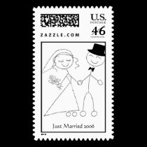 Bride & Groom Stick Figure Postage