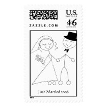 Bride & Groom Stick Figure Postage