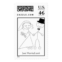 Bride & Groom Stick Figure Postage