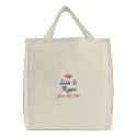 Bride & Groom Wedding Date Embroidered Bag embroideredbag
