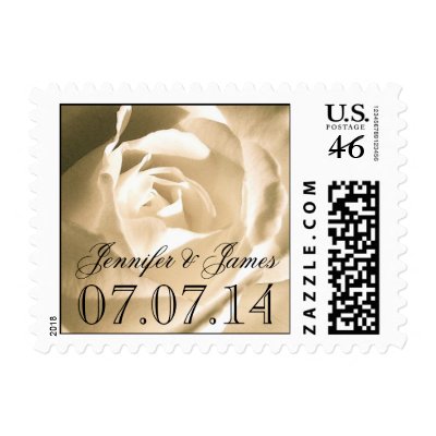 Bride Groom Wedding Date Postage Stamps
