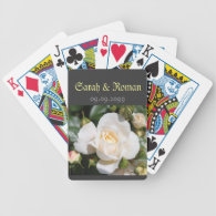 bride & groom white rose flowers wedding poker deck