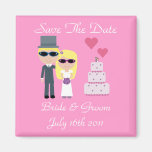 Bride & Groom With Sunglasses Summer Wedding Refrigerator Magnets