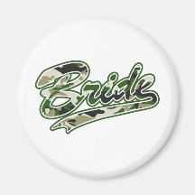 Bride/Military Green Camouflage Refrigerator Magnet