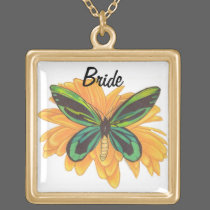 Bride Necklace, Butterfly Daisy Jewelry necklaces