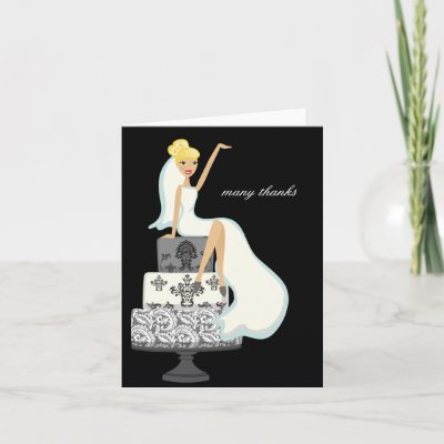 Bride On A Wedding Cake Thank You Notes Greeting Card