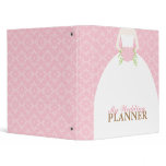 Bride on Pink Damask Pattern Wedding Binder