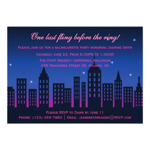 Bride On Ring Skyline Bachelorette Party Invite