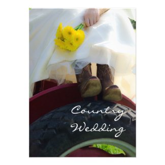 Bride on Tractor Country Wedding Invitation