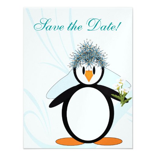 Bride Penguin Save the Date Custom Invitations