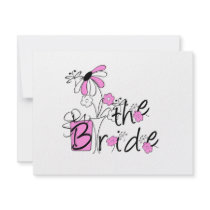 Bride Pink and Black Flowers Tshirts and Gifts Personalized Announcement