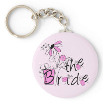Bride Pink and Black Flowers Tshirts and Gifts Key Chain
