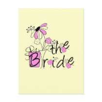 Bride Pink and Black Flowers Tshirts and Gifts Post Cards