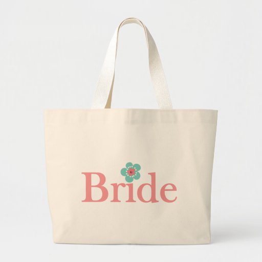 Bride Pink and Turquoise Flower Canvas Bags