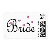 Bride Pink Hearts Postage