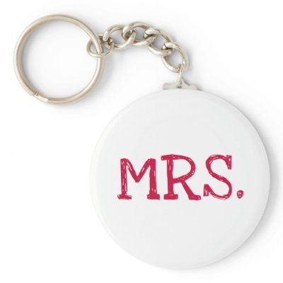 Bride Red Text Mrs. Keychain