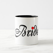 Bride (Script Red Hrt) Coffee Mugs
