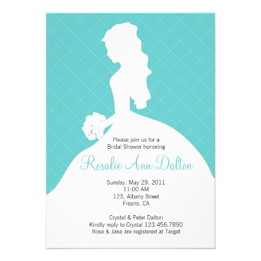 bride_silhouette_bridal_shower_invitaion_teal_invitation ...