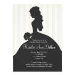 Bride Silhouette - Bridal Shower Stripes (Ivory) Invitations