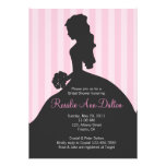 Bride Silhouette - Bridal Shower Stripes (Pinkl) Custom Invitation