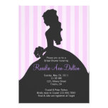 Bride Silhouette - Bridal Shower Stripes (Purple) Invitations