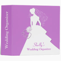 Bride Silhouette Mauve Wedding Organizer Binder