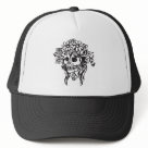 zaz_trucker_hat - Custom Mesh Skull trucker hats featuring skulls by the best artists for truck drivers. You can create a custom skull truckers hat by adding a name or any quote to these high quality mesh hats.: Sizes  Available colors: white_black