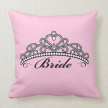Bride Tiara Pillow (pink background)