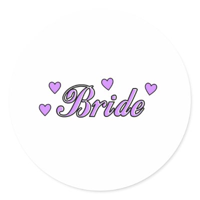 Bride Wedding Hearts Round Stickers