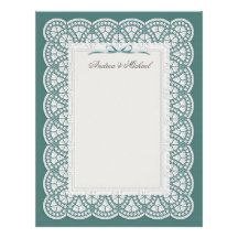 Bride white lace on teal Wedding Letterhead