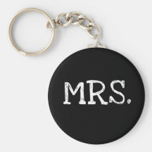Bride White Text Mrs. Key Chain