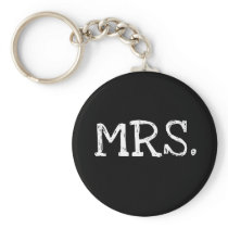 Bride White Text Mrs. Key Chain