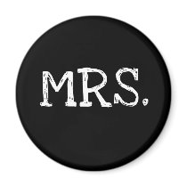 Bride White Text Mrs. Magnets
