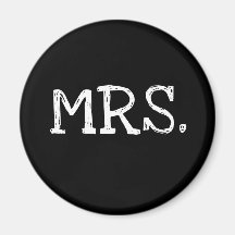 Bride White Text Mrs. Magnets