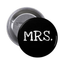Bride White Text Mrs. Pinback Buttons