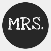 Bride White Text Mrs. Round Sticker
