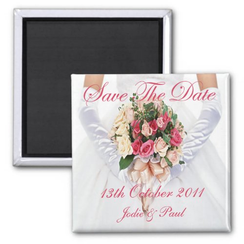 Bride With Bouquet - Save The Date magnet