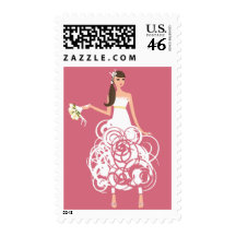 Bride with pink background stamps