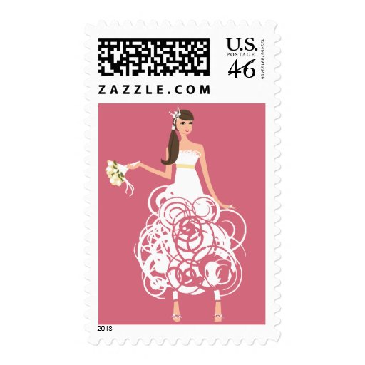 Bride with pink background stamps