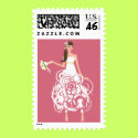 Bride with pink background stamps by wedding_tshirts Bride with pink background stamps