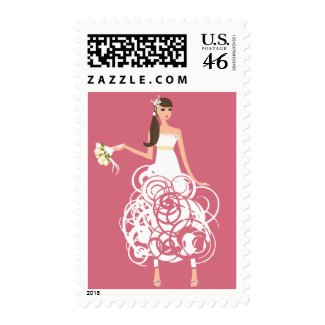 Bride with pink background stamps stamp